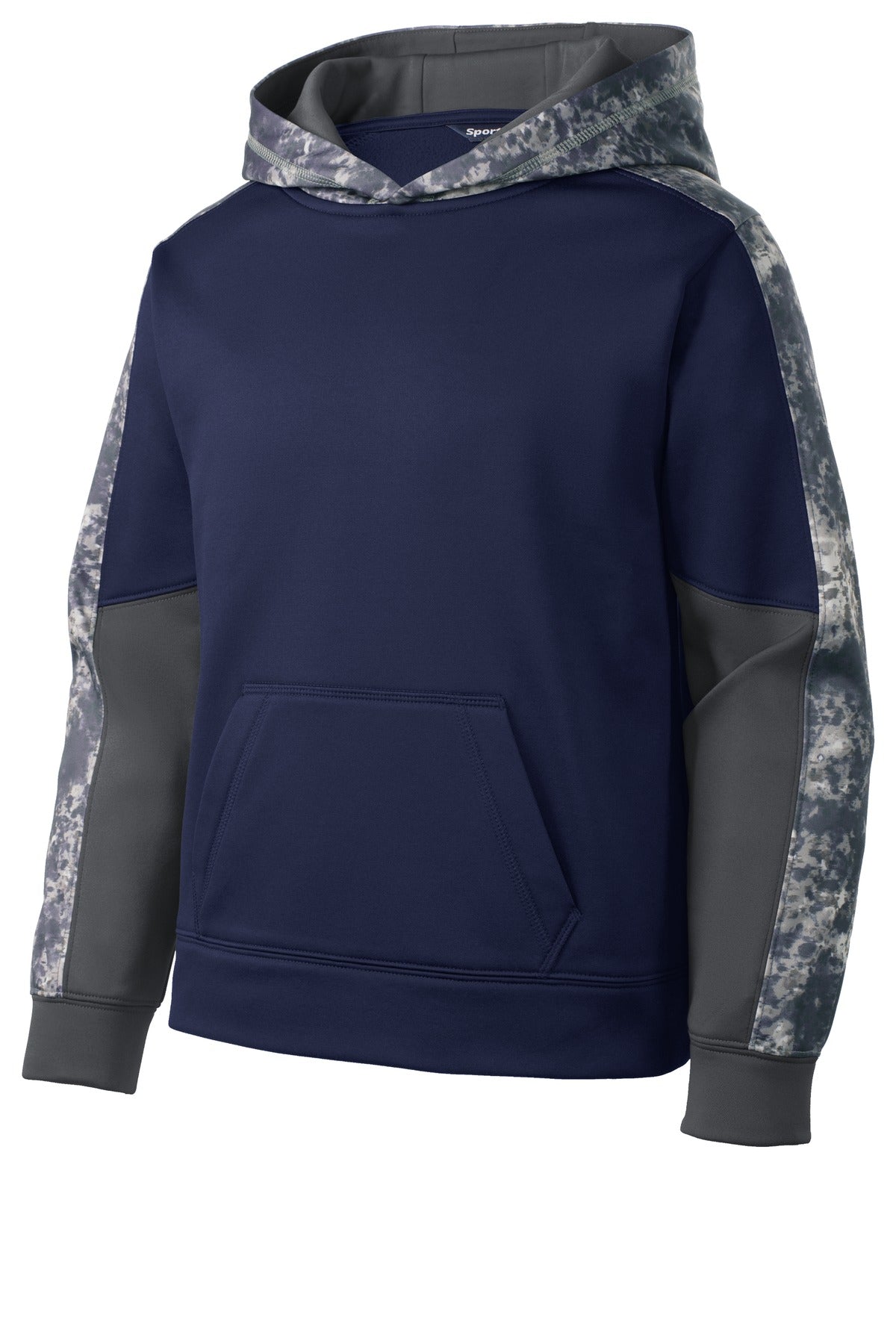 Sport-Tek® Youth Sport-Wick® Mineral Freeze Fleece Colorblock Hooded Pullover. YST231